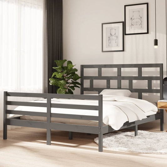 vidaXL Bed Frame Grey Solid Wood Pine 160x200 cm