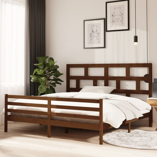 vidaXL Bed Frame Honey Brown Solid Wood Pine 200x200 cm