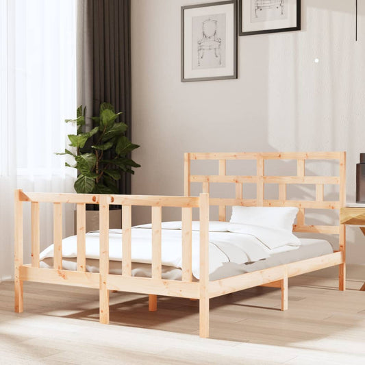 vidaXL Bed Frame Solid Wood Pine 135x190 cm Double