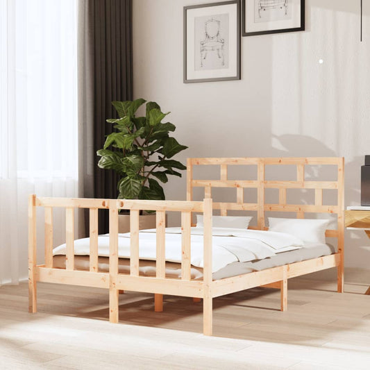 vidaXL Bed Frame Solid Wood Pine 140x190 cm