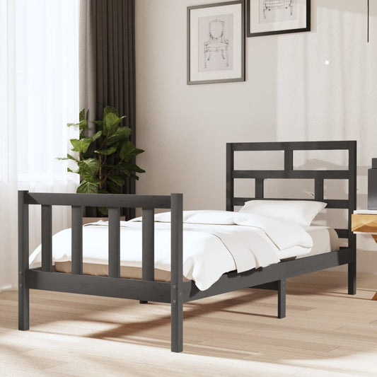 vidaXL Bed Frame Grey Solid Wood Pine 90x200 cm