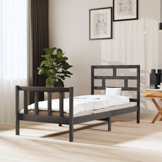 vidaXL Bed Frame Grey Solid Wood Pine 100x200 cm
