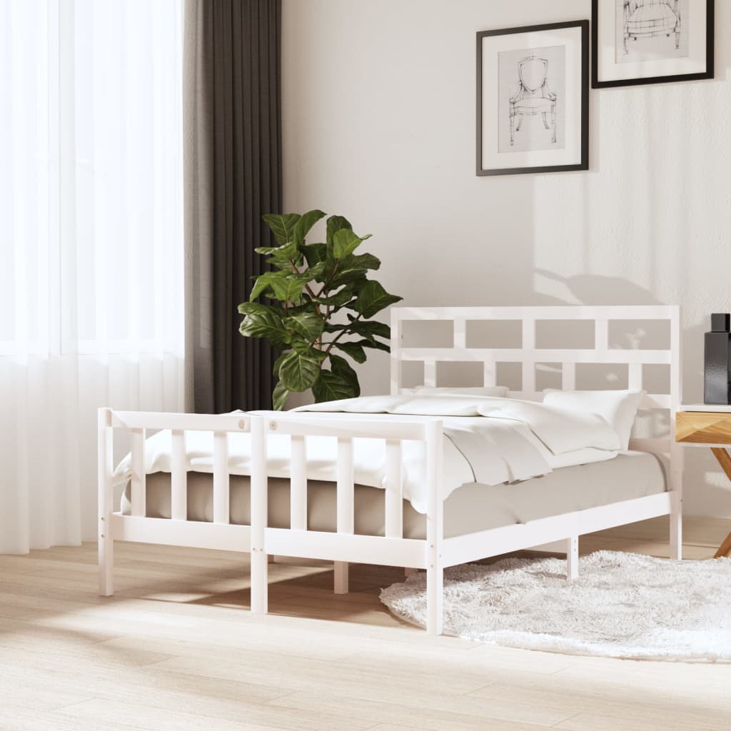 vidaXL Bed Frame White Solid Wood Pine 120x200 cm