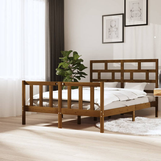 vidaXL Bed Frame Honey Brown Solid Wood Pine 160x200 cm