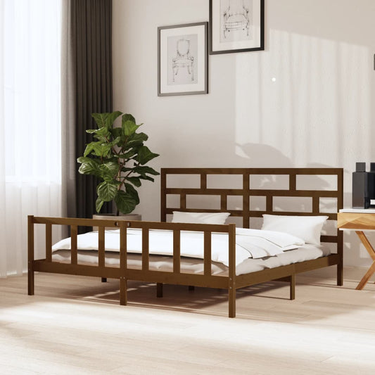 vidaXL Bed Frame Honey Brown Solid Wood Pine 200x200 cm