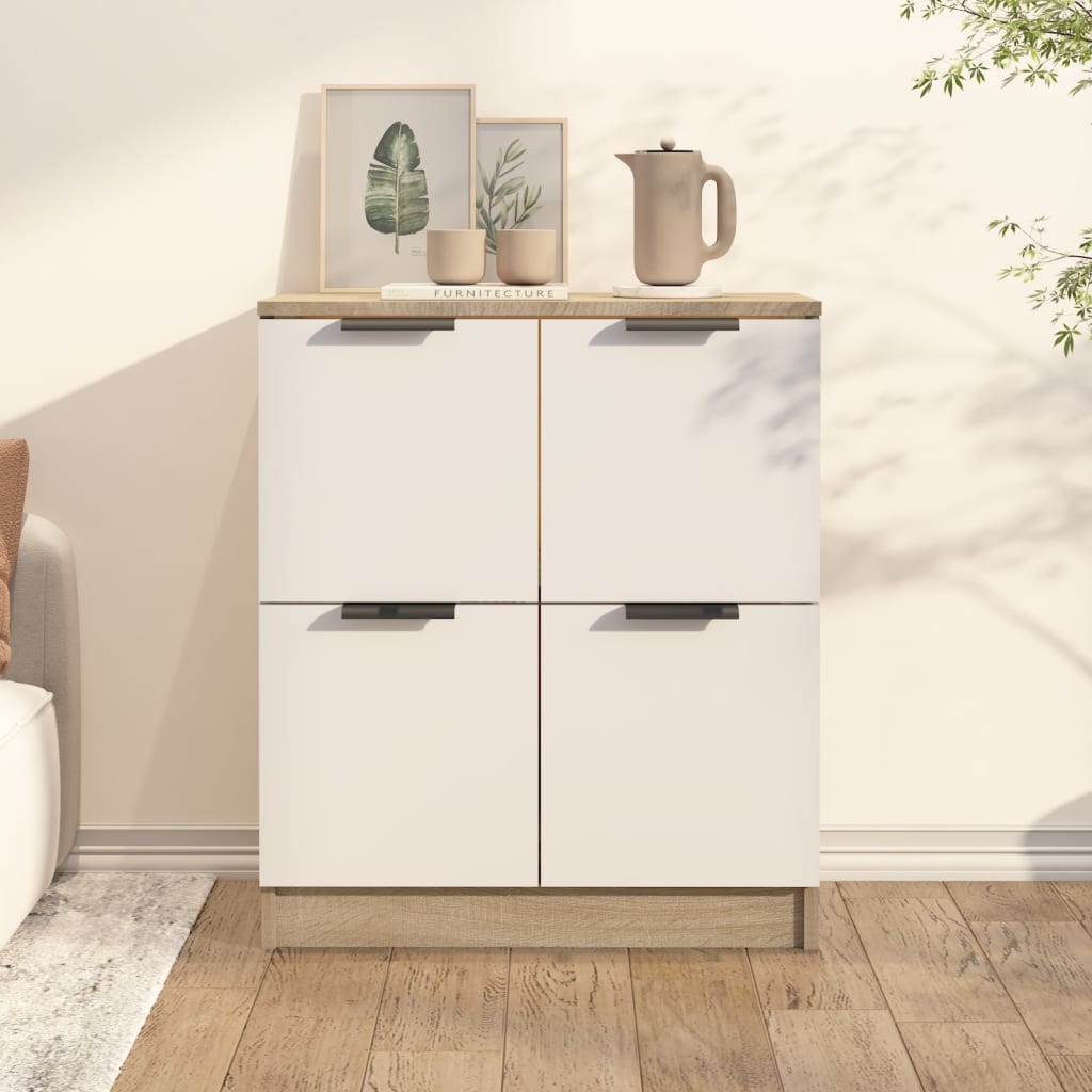 vidaXL Sideboard White and Sonoma Oak 60x30x70 cm Engineered Wood
