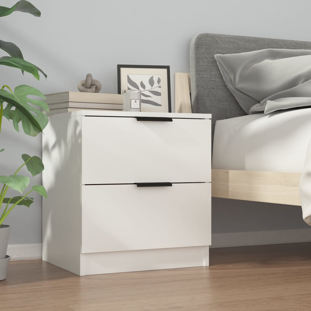 vidaXL Bedside Cabinet White Engineered Wood