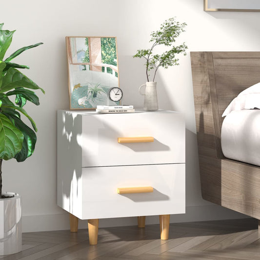 vidaXL Bed Cabinet High Gloss White 40x35x47.5 cm