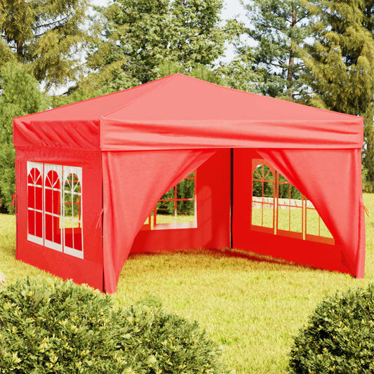 vidaXL Folding Party Tent with Sidewalls Red 3x3 m