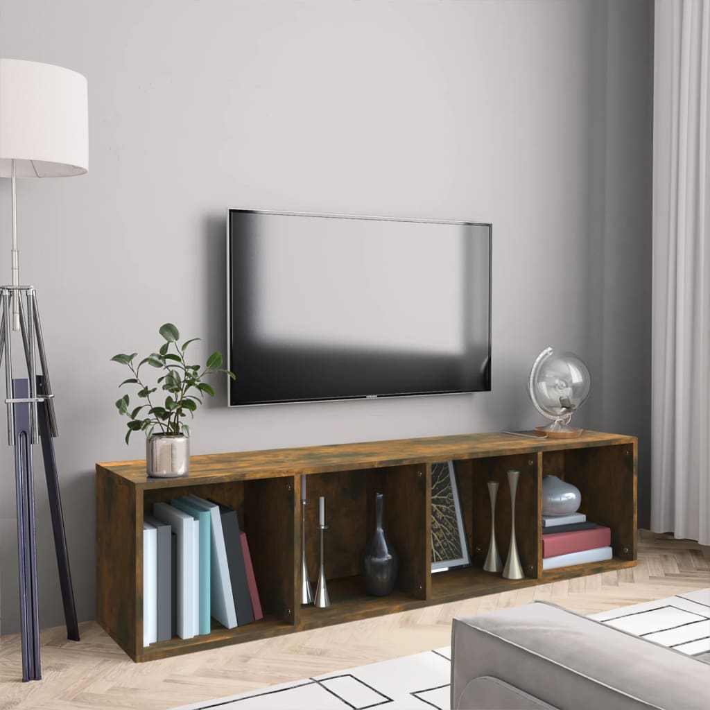 vidaXL Book Cabinet/TV Cabinet Smoked Oak 143x30x36cm Engineered Wood