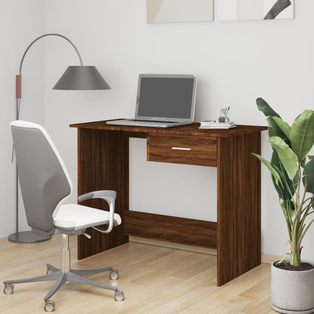 vidaXL Desk Brown Oak 100x50x76 cm Engineered Wood