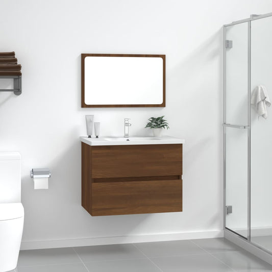 vidaXL 2 Piece Bathroom Furniture Set Brown Oak Engineered Wood