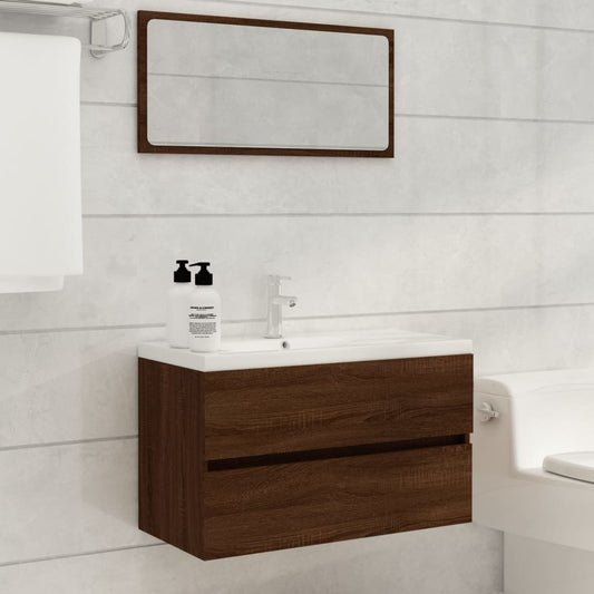 vidaXL 2 Piece Bathroom Furniture Set Brown Oak Engineered Wood