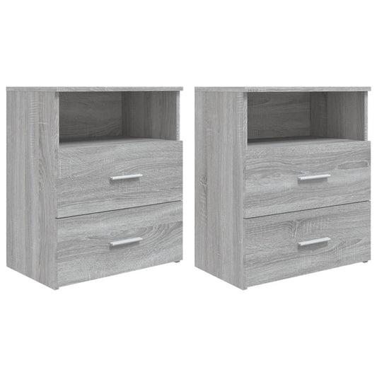 vidaXL Bed Cabinets 2 pcs Grey Sonoma 50x32x60 cm