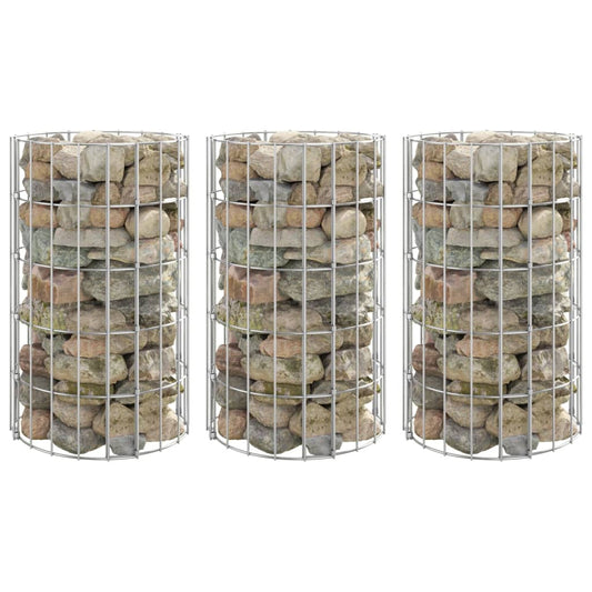 vidaXL Circular Gabion Raised Beds 3 pcs Galvanised Steel íÖ30x50 cm