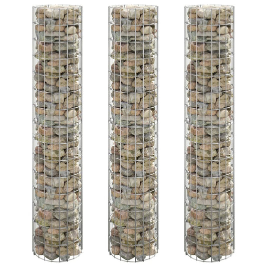 vidaXL Circular Gabion Raised Beds 3 pcs Galvanised Steel íÖ30x150 cm