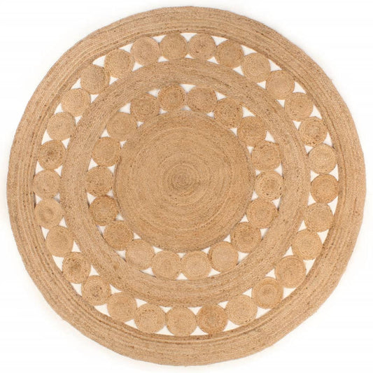 vidaXL Area Rug Braided Design Jute 180 cm Round