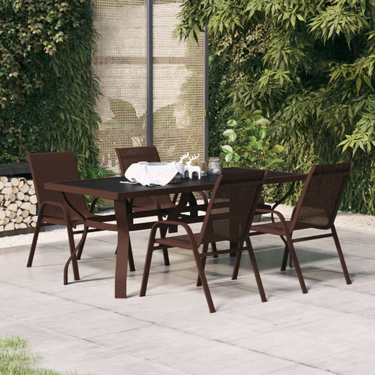 vidaXL 5 Piece Garden Dining Set Brown and Black