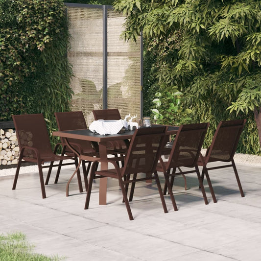 vidaXL 7 Piece Garden Dining Set Brown and Black