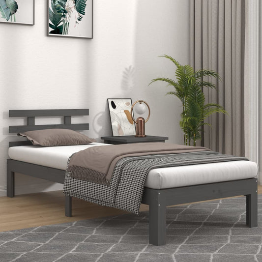vidaXL Bed Frame Grey Solid Wood 100x200 cm