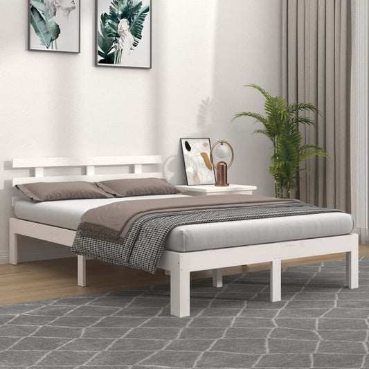 vidaXL Bed Frame White Solid Wood 120x200 cm