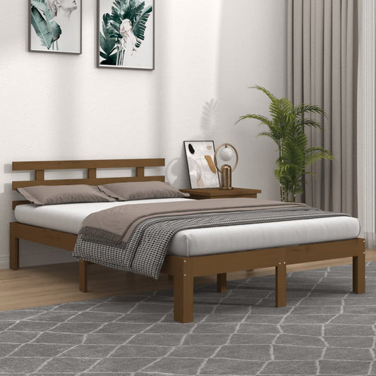 vidaXL Bed Frame Honey Brown Solid Wood 120x200 cm