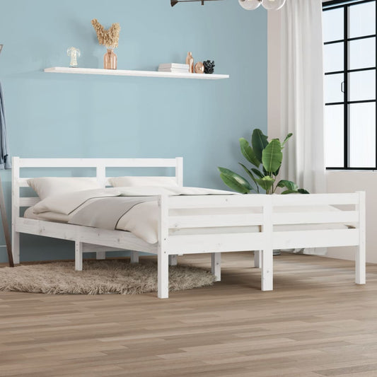 vidaXL Bed Frame White Solid Wood 120x190 cm Small Double
