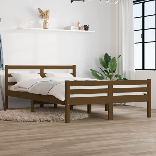 vidaXL Bed Frame Honey Brown Solid Wood 120x190 cm Small Double