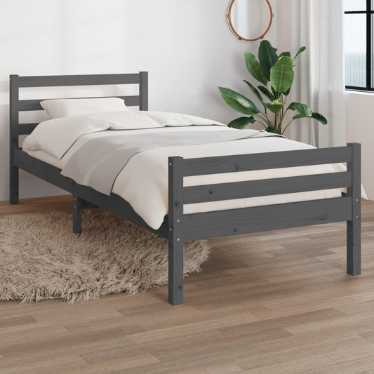 vidaXL Bed Frame Grey Solid Wood 90x200 cm