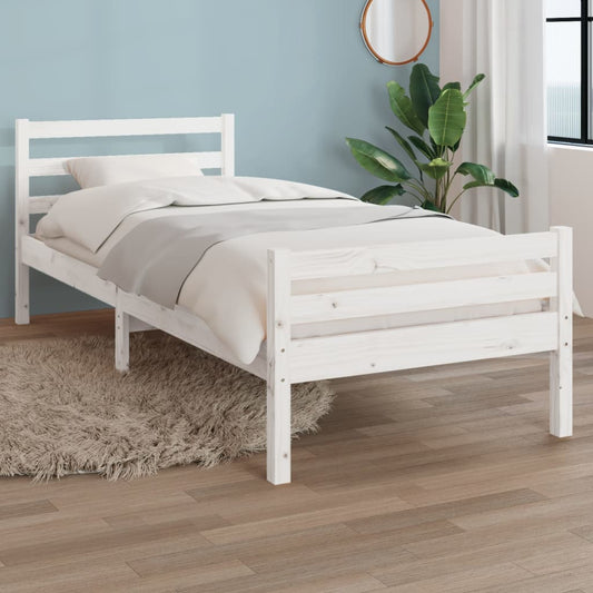 vidaXL Bed Frame White Solid Wood 100x200 cm
