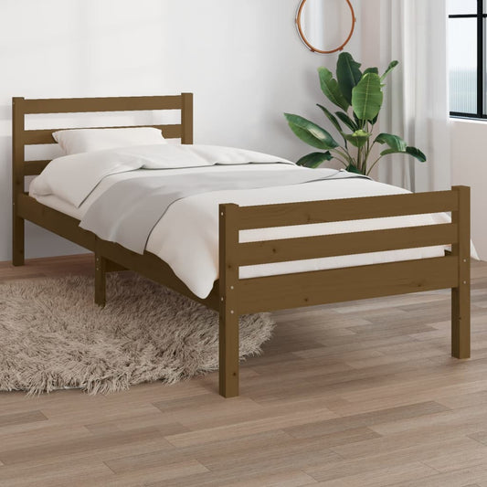 vidaXL Bed Frame Honey Brown Solid Wood 100x200 cm