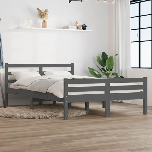 vidaXL Bed Frame Grey Solid Wood 120x200 cm