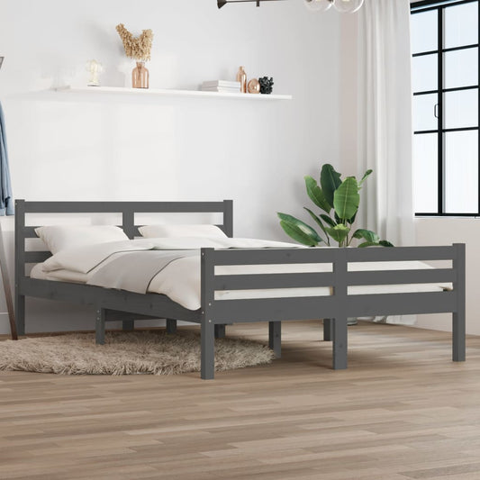 vidaXL Bed Frame Grey Solid Wood 140x200 cm