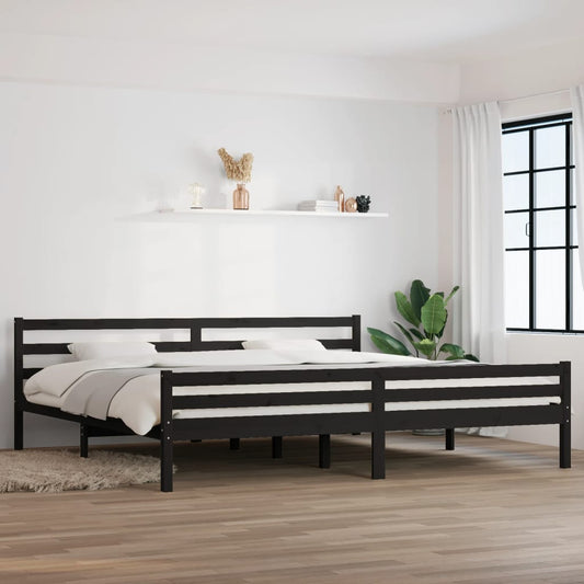 vidaXL Bed Frame Black Solid Wood 180x200 cm Super King Size