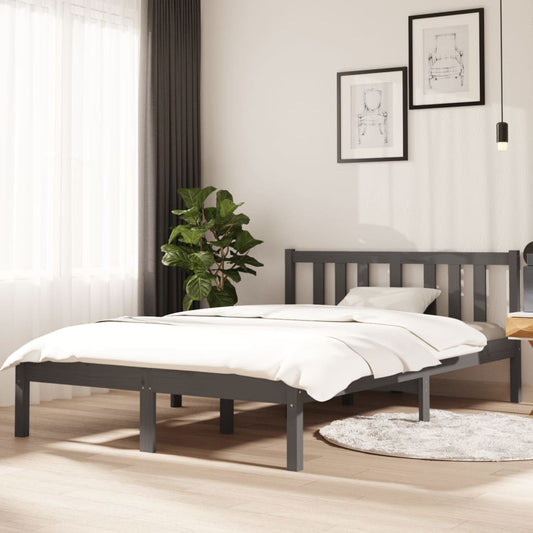 vidaXL Bed Frame Grey Solid Wood 120x190 cm Small Double