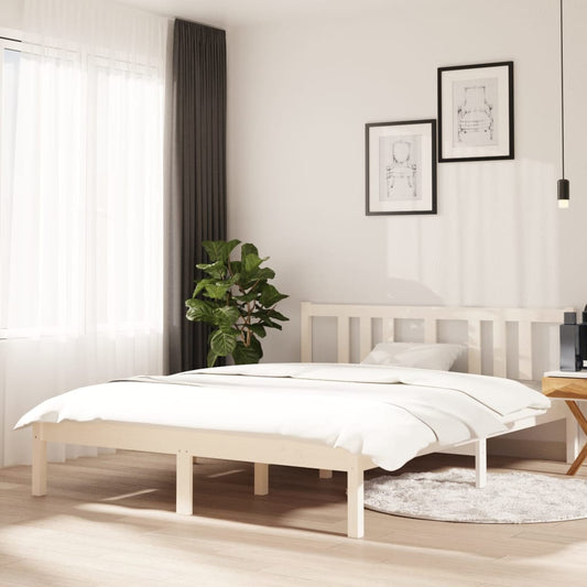 vidaXL Bed Frame White Solid Wood 140x190 cm