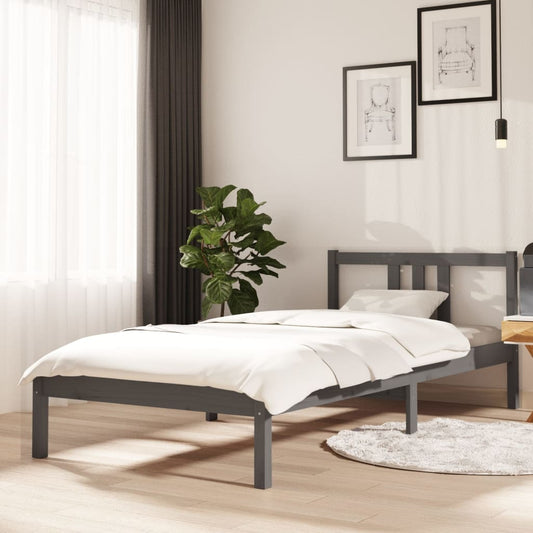 vidaXL Bed Frame Grey Solid Wood 90x200 cm