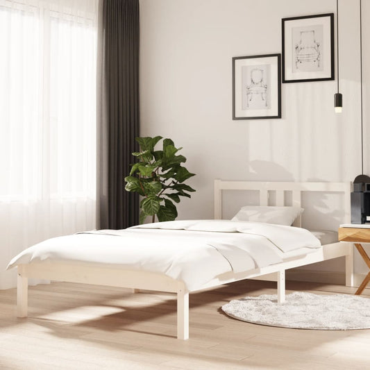 vidaXL Bed Frame White Solid Wood 100x200 cm