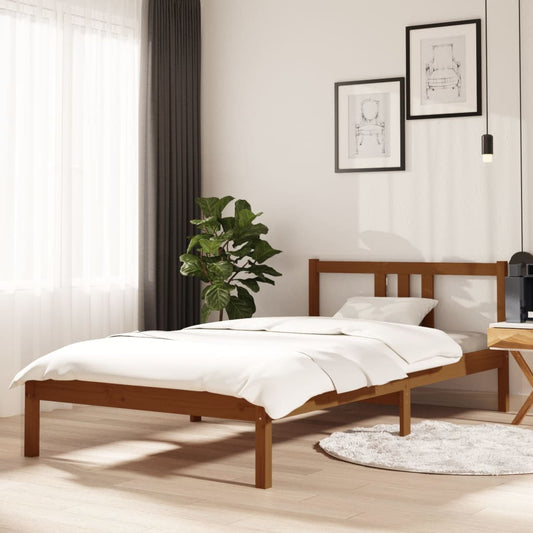 vidaXL Bed Frame Honey Brown Solid Wood 100x200 cm