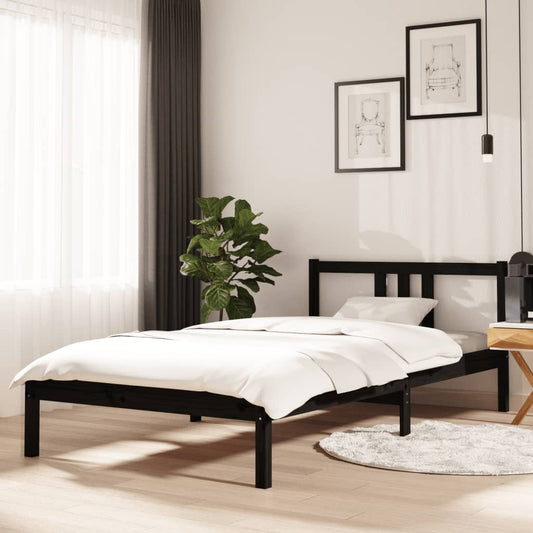 vidaXL Bed Frame Black Solid Wood 100x200 cm