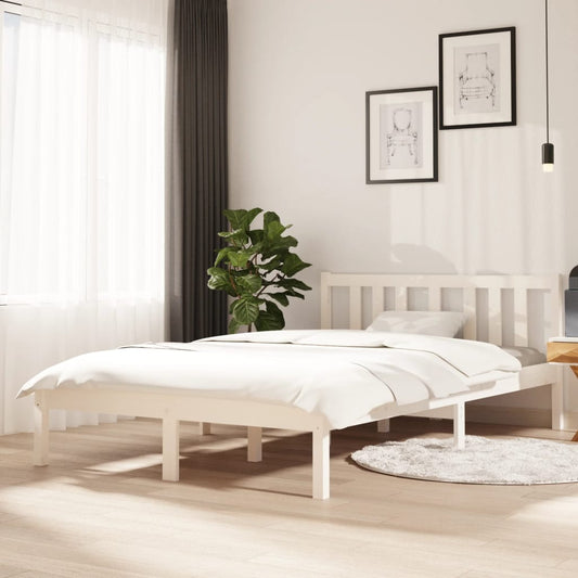 vidaXL Bed Frame White Solid Wood 120x200 cm