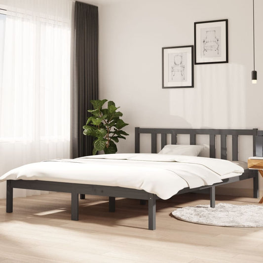 vidaXL Bed Frame Grey Solid Wood 140x200 cm