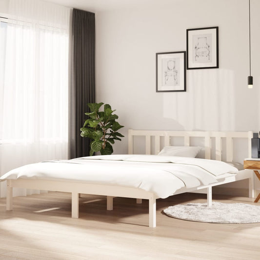 vidaXL Bed Frame White Solid Wood 150x200 cm King Size