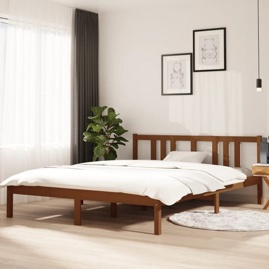 vidaXL Bed Frame Honey Brown Solid Wood 150x200 cm King Size