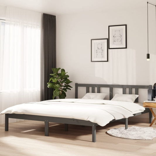 vidaXL Bed Frame Grey Solid Wood 160x200 cm