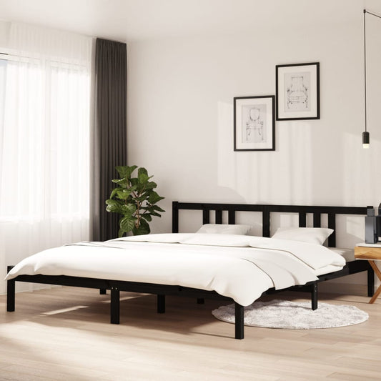 vidaXL Bed Frame Black Solid Wood 180x200 cm Super King Size