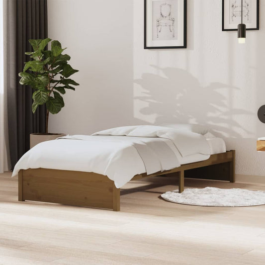 vidaXL Bed Frame Honey Brown Solid Wood 90x190 cm Single