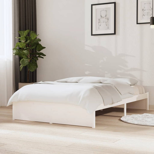 vidaXL Bed Frame White Solid Wood 120x190 cm Small Double
