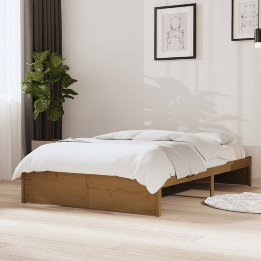 vidaXL Bed Frame Honey Brown Solid Wood 120x190 cm Small Double