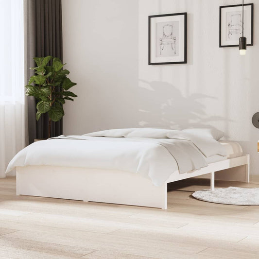 vidaXL Bed Frame White Solid Wood 140x190 cm